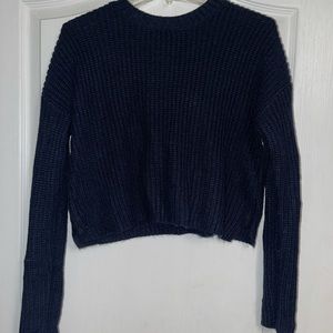 Forever 21 Cropped Navy Blue Knitted Sweater